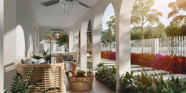 Spanish Gardens by Water - Terrace House Side View (Artist Impression)