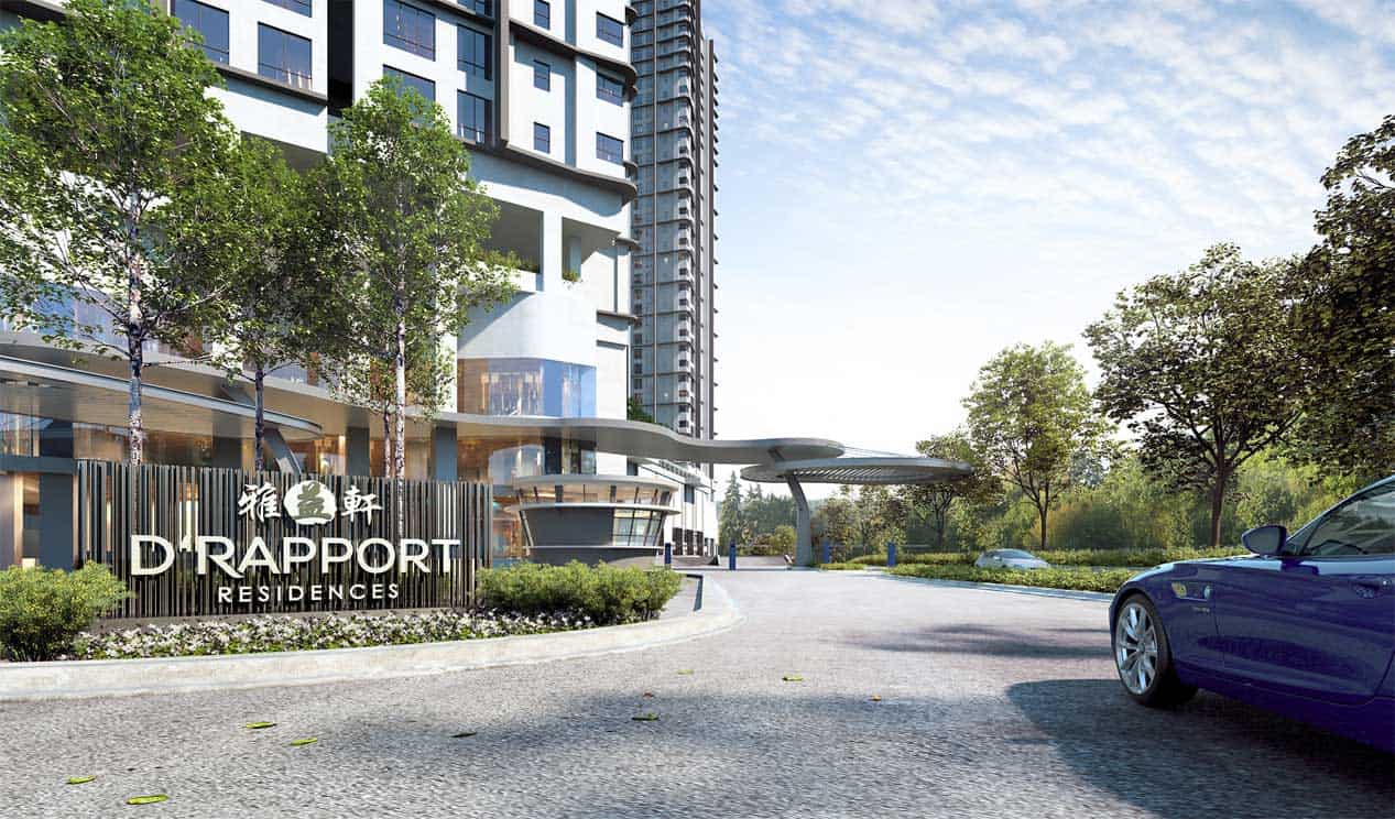 Entrance to D rapport residences developed by Acmar Group