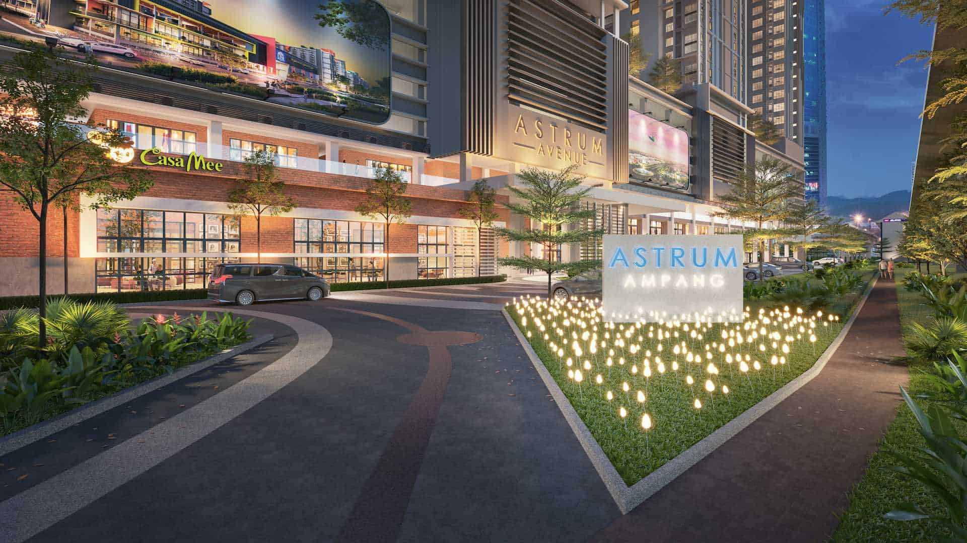 Astrum Ampang main entrance with shops located on the ground and first floor, developed by setia awan